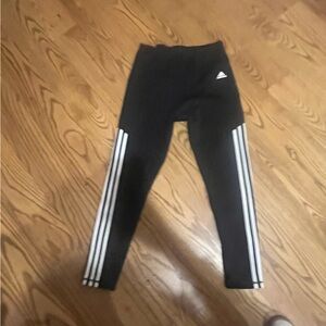 Adidas Black Leggings with White Stripes